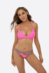Ensemble bikini à lacets bicolore